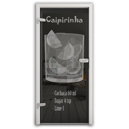 Ganzglastür Caipirinha Gelasert Auf Grauglas