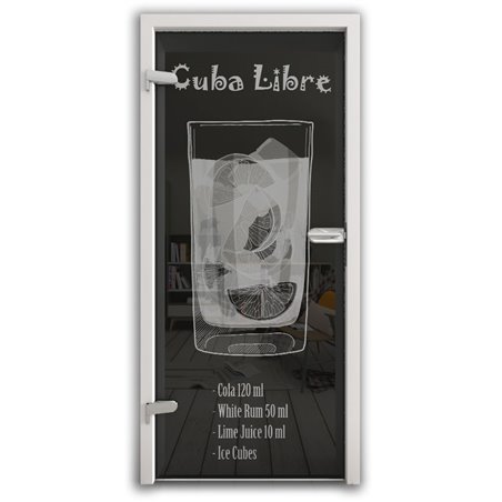 Ganzglastür Cuba Libre Gelasert Auf Grauglas