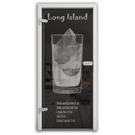 Ganzglastür Long Island Gelasert Auf Grauglas