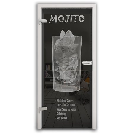 Ganzglastür Mojito Gelasert Auf Grauglas