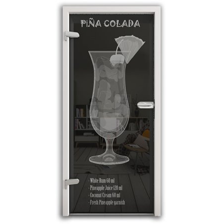 Ganzglastür Pina Colada Gelasert Auf Grauglas