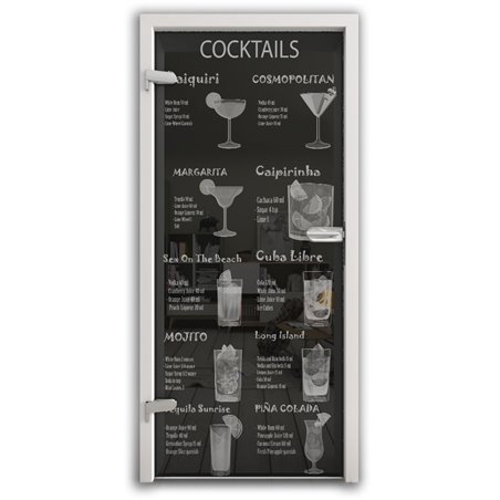 Ganzglastür Cocktails Gelasert Auf Grauglas