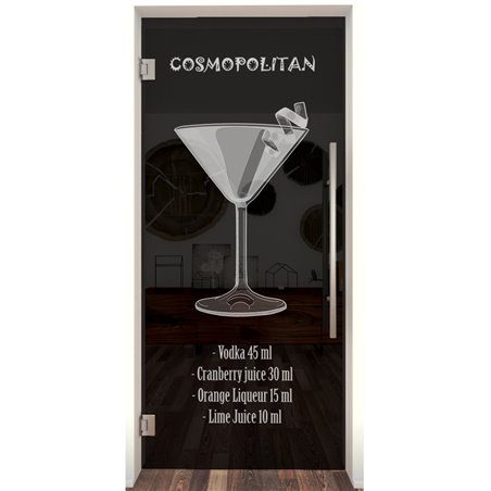 Pendeltür Cosmopolitan Gelasert Auf Grauglas