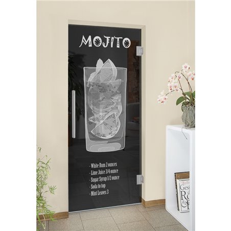 Pendeltür Mojito Gelasert Auf Grauglas