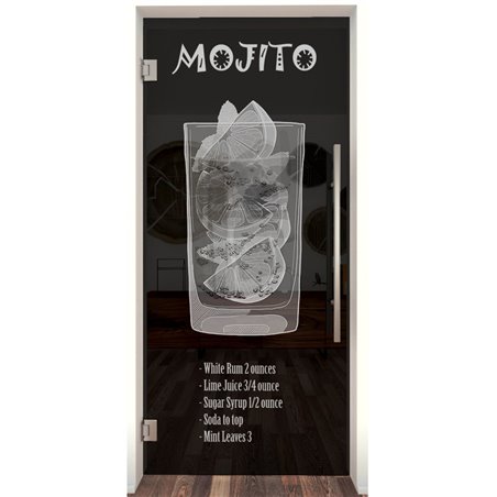 Pendeltür Mojito Gelasert Auf Grauglas