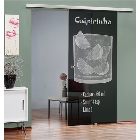 Glasschiebetür SLIM-LINE Caipirinha Gelasert Auf Grauglas