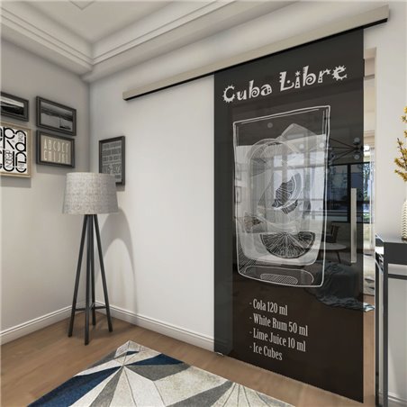 Glasschiebetür SLIM-LINE Cuba Libre Gelasert Auf Grauglas