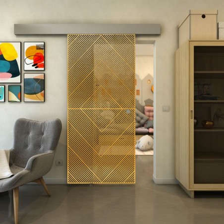 Glasschiebetür ECO-LINE - Fineprint Model 194 Gold auf Grauglas