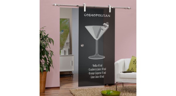 Cocktails und Drinks Motiv-Auf Grauglas Pipe-Line Glasschiebetüren