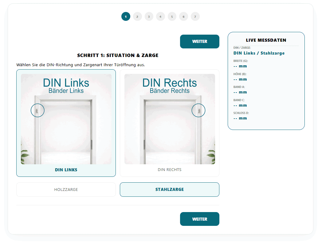 Glastüren Konfigurator Vorschau