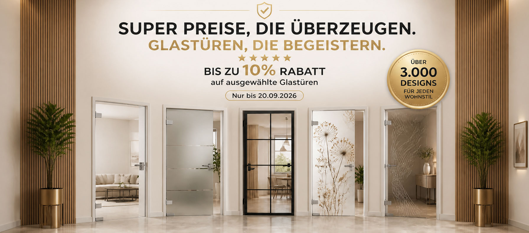 10% Rabatt auf Glastüren 10% Rabatt auf Glastüren