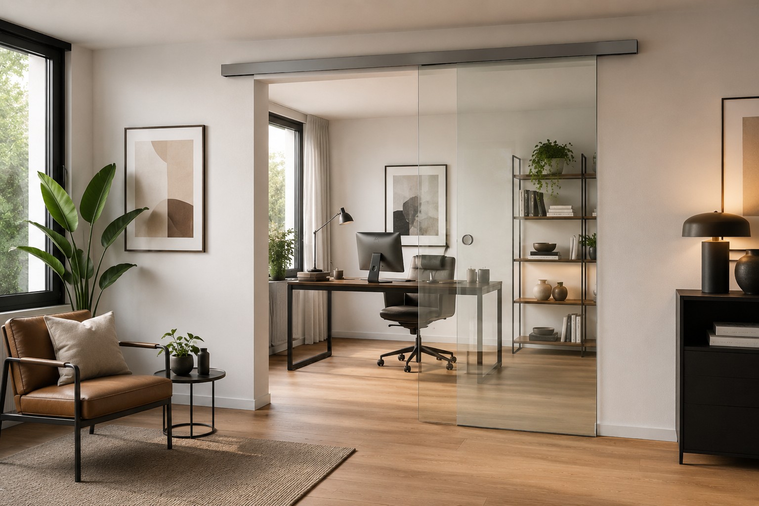 Glasschiebetür für Büro und Homeoffice
